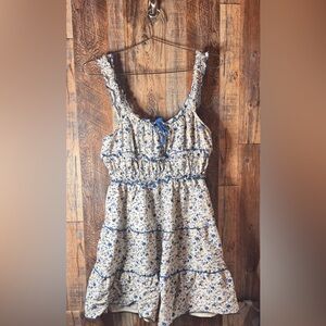 Japna‎ Beige and Blue Floral Dress-M